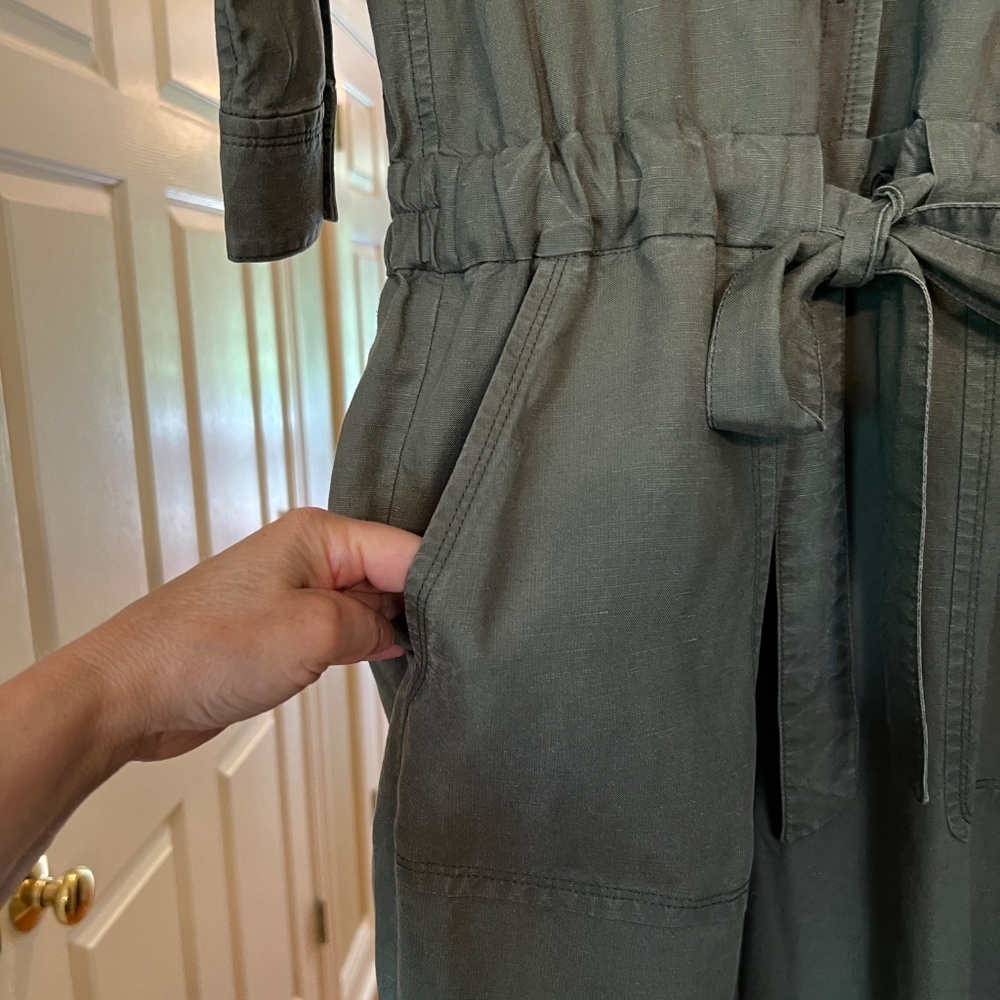 $520 EUC Women's Gerard Darel Nolwenn Khaki Army Green Jumpsuit Size 40 or 8 - Picture 10 of 11